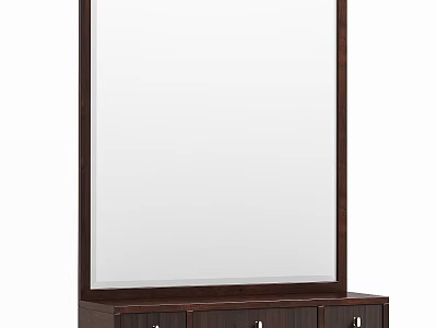 Wall Mounted Bathroom Mirror With Wooden Frame And Storage Drawer Cabinet 3d model