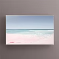 Seascape Painting Featuring Turquoise Blue Waves White Foam and Sandy Beach View