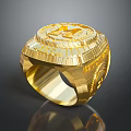 Golden Engraved Ring With Shiny Surface And Letter M Design Daily Life Accessory