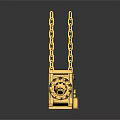 Golden Vintage Camera Decorative Piece With Hanging Chains And Metallic Shine