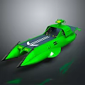 Futuristic Green Speedboat Featuring Sharp Streamlined Aerodynamic Design And Cockpit 3d model