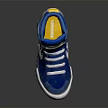 Blue High Top Sneakers With White Laces And Star Logo Design