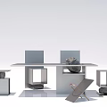 Modern Tea Table And Chairs Interior With Sleek Metal Frame Stone Decor And Geometric Design
