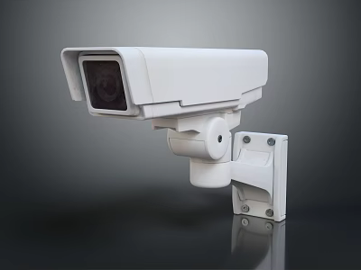 White Wall Mounted Surveillance Camera For Outdoor Security Monitoring Systems Design 3d model