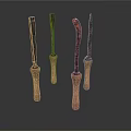Five Hand Tools With Wooden Handles And Rustic Metal Blades On White Background