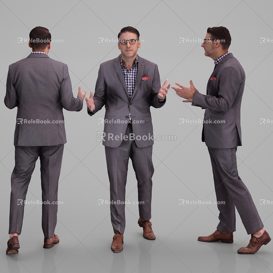 Modern men talk to business people 3d model