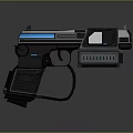 Futuristic Sci Fi Gun with Blue Light Accents Black Body Modern Design and Tech Components
