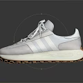 White Casual Sneakers With Laces And Brown Sole For Daily Wear