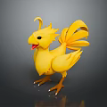 Cute Yellow 3D Cartoon Game Movie Character With Spread Tail And Open Mouth