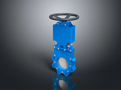 Blue Industrial Gate Valve With Black Handwheel And Flange Connection Design 3d model