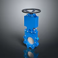 Blue Industrial Gate Valve With Black Handwheel And Flange Connection Design