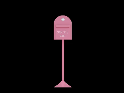 Festive Pink Santa's Mail Mailbox Decorative Christmas Home Accessory 3d model