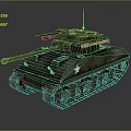 Weathered Military Green Tank With White Star Turret Tracked Design And Cannon