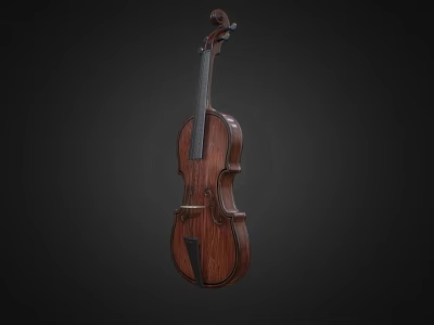 Vintage Brown Wooden Violin Musical Instrument Art Supplies 3d model