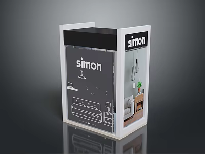 SIMON Display Equipment Showcase Featuring Product Illustrations And Brand Logo 3d model