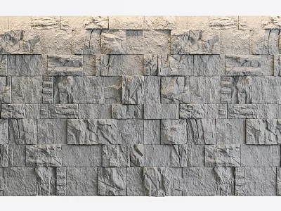 Decorative Stacked Stone Feature Wall With Natural Textured Pattern For Interior Design 3d model