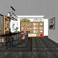 Elegant Chinese Tea Specialty Store Interior With Wooden Shelves Display Cabinets And Decorative Paintings