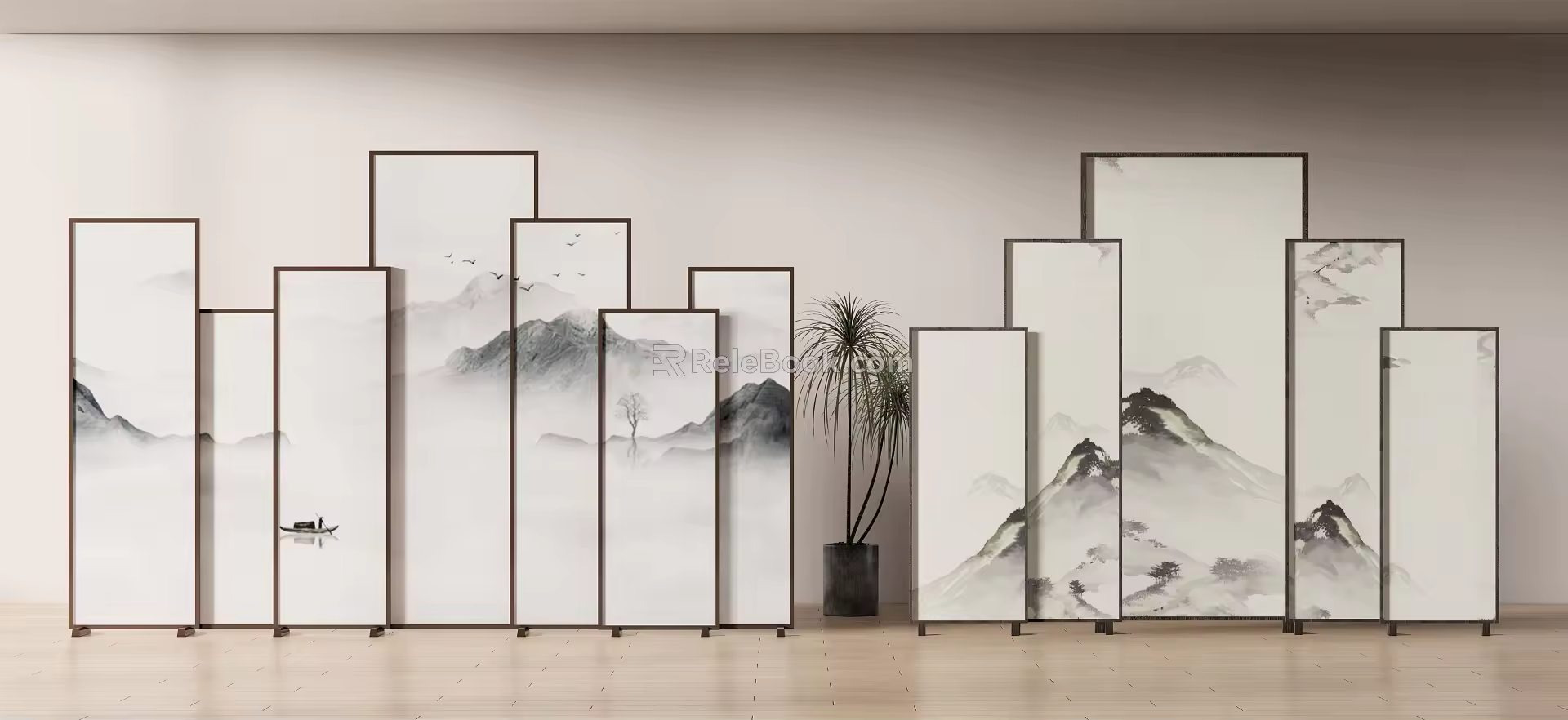 new chinese style screen 3d model
