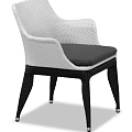 Modern Wicker Dining Chair Design With Black Cushion And Metal Legs