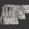Stone Structure Scene Component With Layered Platforms Archway And Textured Surfaces