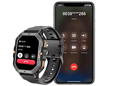 Modern Digital Smartphone Smartwatch Design Featuring Call Interface And App Icons 3d model
