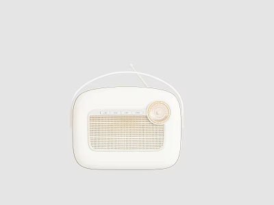 Headphone Speaker Portable White Design With Handle Knob Control Grille Panel 3d model