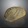 Woven Shallow Household Tray With Orange Border And Handle For Daily Use
