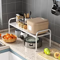 Sleek White Metal Bathroom Cabinet Rack For Toiletries Storage On Vanity Countertop
