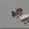 Modern Bar Counter Design With White Black Stools Fruits And Green Plants