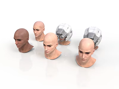 Sci-fi style human head human head mechanical helmet robot head futuristic warrior mecha soldier realistic cartoon 3d model