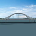 modern bridge double arch 3d model