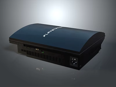 Sleek Black PlayStation Gaming Console With Front Ports And Green Indicator Light 3d model