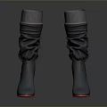 Stylish Black Women's High Heel Boots With Ruched Cuff Red Heel For Daily Wear