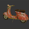 Red Vintage Motorcycle with Distressed Paint Black Seat and Classic Retro Style