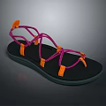 Comfortable Purple Orange Strap Sandals With Black Non Slip Sole Design