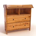 Natural Wood Sideboard with Two Drawers and Open Storage Shelves Design