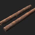 Natural Stone Wood Logs With Rough Dark Brown Surface On Black Background 3d model