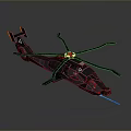 Black Low Poly Helicopter Model With Geometric Shapes Rotors And Yellow Tail On Dark Background