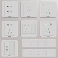 Modern White Levania Electrical Switch And Socket Panels With Various Functions For Home Use 3d model