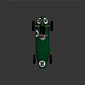 Vintage Green Single Seat Racing Car With Number 16 And Yellow Wheels