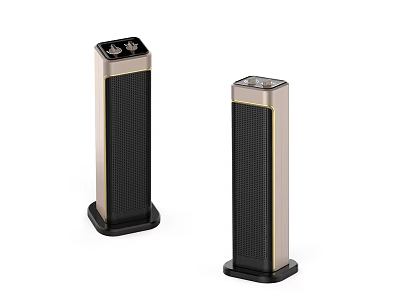 Pair Of Modern Tower Speakers With Black Base Metallic Grille And Top Control Panel 3d model