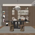 Modern Study Room Interior With Wooden Bookshelves Writing Desk And Pendant Light