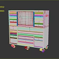 White Workshop Tool Cabinet With Multiple Drawers Green Trim On Wheels