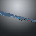 Curved Blade Knife With Black Textured Handle Red Accent And Sharp Edge