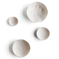 Modern White Round Textured Ceramic Wall Decor Set For Home Decoration 3d model