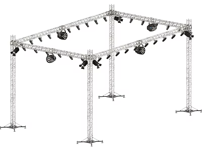 Industrial Equipment Truss Structure With Multiple Lighting Fixtures For Stage Setup 3d model