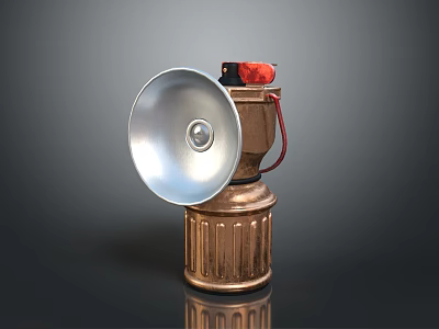 Classic Vintage Lighting Combination With Copper Base Silver Shade And Red Wire 3d model