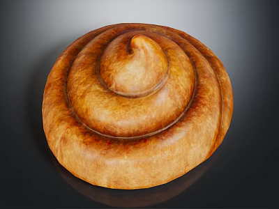 Golden Brown Spiral Cinnamon Roll With Soft Fluffy Texture And Sweet Aroma 3d model