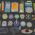 Diverse Amusement Rides Featuring Ferris Wheel Carousel Roller Coaster And Pirate Ship Models