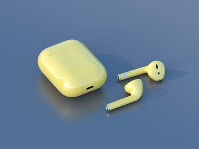Yellow Wireless Earbuds With Charging Case And Compact Design For Daily Use 3d model